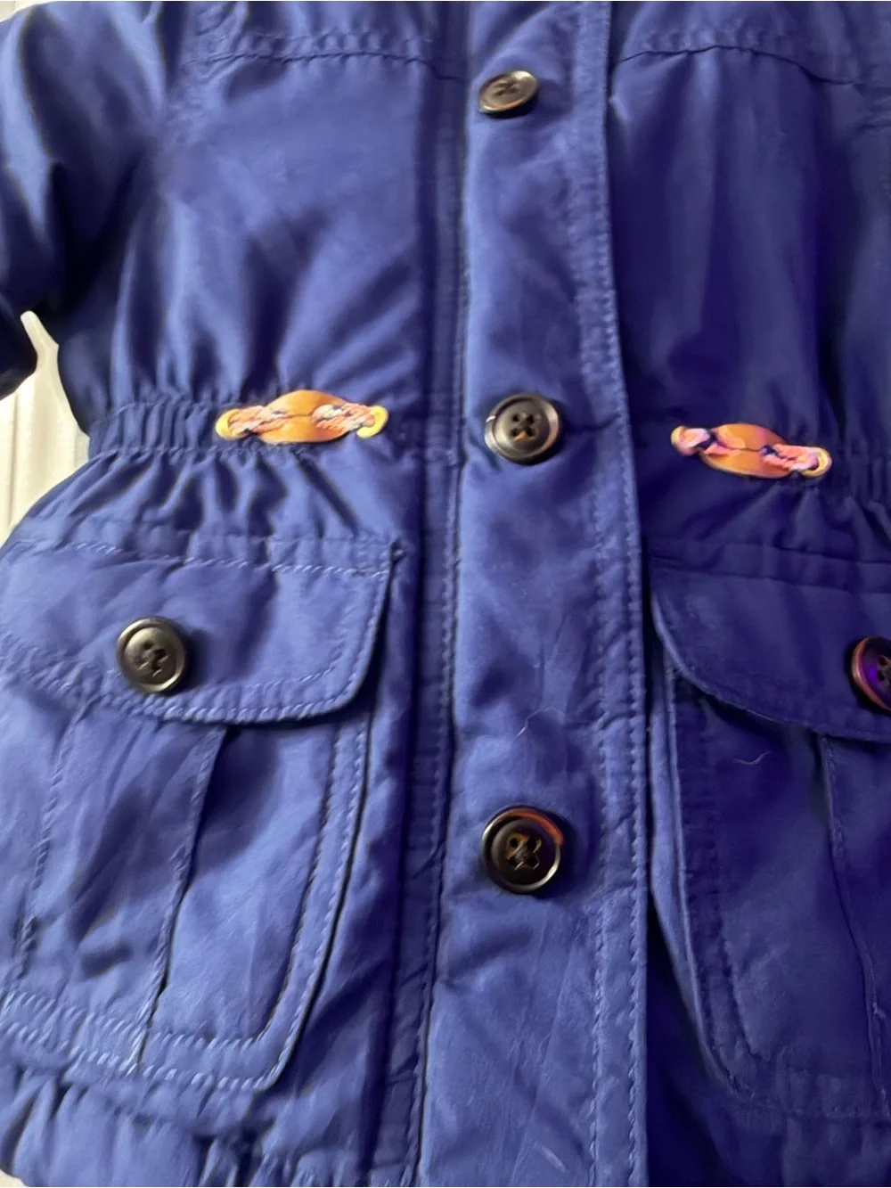 Carter's‎ Navy Blue Hooded Pea Coat with Faux Fur Trim